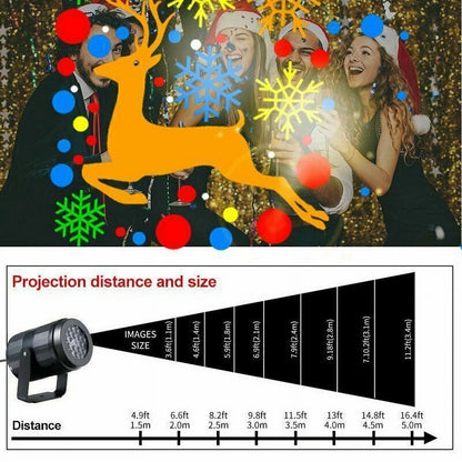 16 Patterns LED Christmas Projector Moving Light Laser Landscape Lamp Indoor Outdoor Xmas Decor